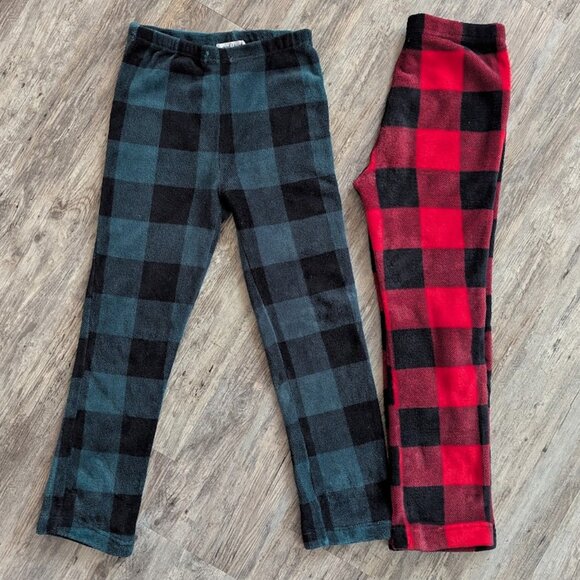 Weekend Edition - Pajama Pants Lounge Fluffy Buffalo Check Red & Green 2 pairs - Picture 3 of 13